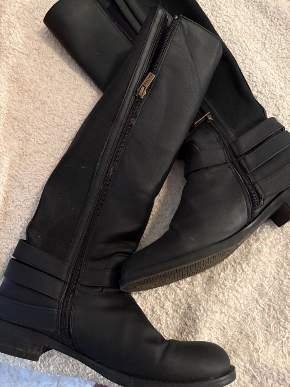 Kenneth Cole reaction Women's Black Knee-High Zip Riding Boots